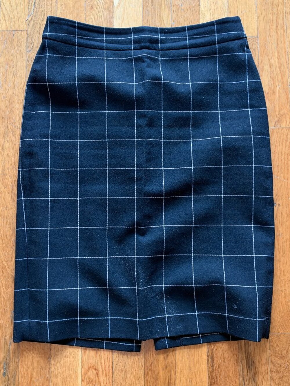 Ann Taylor Black White Windowpane Pencil Skirt Lined Back Slit Size 6